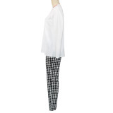 SC Fashion Print Long Sleeve Sport Two Piece Pants Set SH-390845