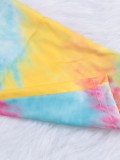 SC Plus Size Tie Dye Print Tie Up Sexy Two Piece Pants Set NNWF-7949