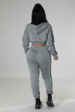 SC Casual Solid Long Sleeve Hooded Sweatshirt Two Piece Pants Set FENF-FE258