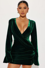 SC Velvet V-neck Backless Sexy Evening Dress ME-8447