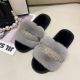 SC Fluffy Crystal Diamonds Flat Slippers ZFLX-FL-55