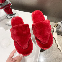 SC Home Flat Heel Rabbit Fur Thongs Slippers ZFLX-FL-3