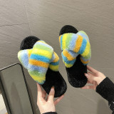SC Colorful Furry Crossover Warm Slippers ZFLX-FL-20