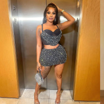 SC Sexy Sing Crop Top And Skirt Two Piece Set CYA-900791