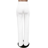SC Fashion Solid Color Zipper Straight Pant MZ-2817