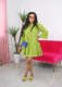 SC Solid Color Ruffles Sleeve Loose Midi Dress YH-5301