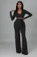 SC Solid Color Deep V Neck Micro Flare Pants Two Piece Set XMY-9463