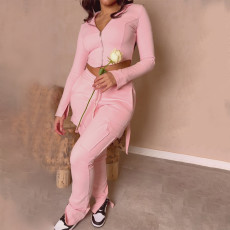 SC Casual Long Sleeve Hooded Tight Sport Two Piece Pants Set WSM-5355