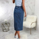 SC Fashion Studded Denim Long Skirt HSF-2642