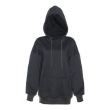 SC Fashion Hooded Letter Hot Drill Loose Sweatshirt XEF-36147