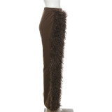SC High-waisted Fur Solid Loose Pants XEF-36191