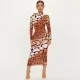 SC Long Sleeve Print Slim Midi Dress SH-390841