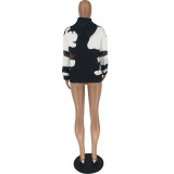 SC Fashion Print Long Sleeve Hooded Sweatshirt FOSF-8373
