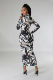 SC Fashion Print Long Sleeve Slim Maxi Dress FENF-287