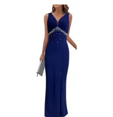 SC Sexy Sleeveless Bead Patchwork Maxi Dress XHXF-374