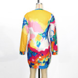 SC Tie Dye Print Long Sleeve Mini Dress SH-390869