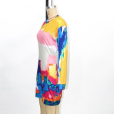 SC Tie Dye Print Long Sleeve Mini Dress SH-390869