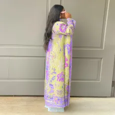 SC Print Color Block Long Sleeve Cardigan Coat YF-10634