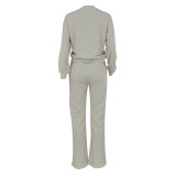 SC Casual Long Sleeve Sweatshirt And Pants Two Piece Set FENF-284