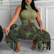 SC Casual Camouflage Print Tassel Pants HNIF-102