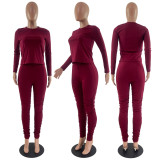 SC Solid Color Long Sleeve T Shirt And Pleated Pants Sport Suit YNB-7126