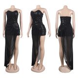 SC Plus Size Sequin Patchwork Sleeveless Tube Tops Maxi Dress NY-2863