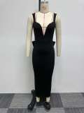 SC Plus Size Backless Deep V Bow Split Dress NY-2868