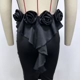 SC Plus Size Sexy Sleeveless Backless Midi Dress NY-2877