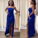 SC Plus Size Solid Wrap Chest Pleated Irregular Split Maxi Dress NY-2876