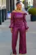 SC Fashion Long Sleeve Leather Splitcit Two Piece Pants Set ZDF-31296