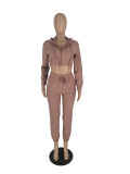 SC Casual Long Sleeve Zipper Hooded Pants Two Piece Set YH-5313