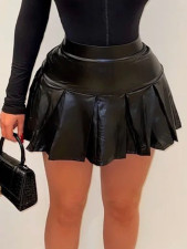 SC Sexy Pleated Leather Skirt YH-5324