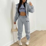 SC Padded Sweatshirt Letter Printed Hooded Sport Casual Three Piece Set TK-003