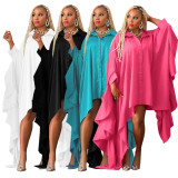SC Fashion Irregular Cardigan Solid Color Loose Dress NNWF-10324