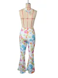 SC Sexy Deep V Neck Print Backless Jumpsuit SH-390585