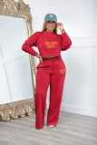 SC Letter Print Long Sleeve Sweatshirt And Pants Thickened Two Piece Set XMF-318
