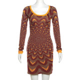 SC Fashion Knit Contrast Color Bodycon Dress XEF-33017