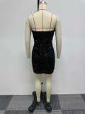 SC Plus Size Feather Patchwork Sequin Tobe Tops Mini Dress NY-2852