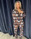 SC Casual Long Sleeve Plaid Knit Two Piece Set TR-1283
