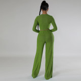 SC Casual Slim Solid Color Long Sleeve Pant Two Piece Set MIL-525