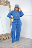 SC Letter Print Long Sleeve Sweatshirt And Pants Thickened Two Piece Set XMF-318