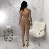 SC Sexy Solid Square Neck And Pencil Pants 2 Piece Set YF-10649