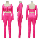 SC Sexy Solid Square Neck And Pencil Pants 2 Piece Set YF-10649