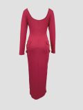 SC Long Sleeve Solid Color Sweater Maxi Dress FSXF-569