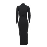 SC Black Slim Long Sleeve Maxi Dress NLAF-60020