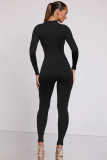 SC Solid Color Long Sleeve Zipper Sport Jumpsuit MZ-2818