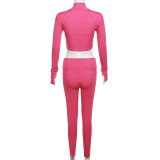 SC Long Sleeve Zip Tops And Pants Solid 2 Piece Set XEF-35960