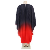 SC Batwing Sleeve Gradient Color Pleated Maxi Dress YF-7933