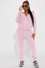 SC Casual Hooded Long Sleeve Fleece Two Piece Pants Set YD-8788