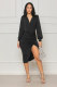 sc Solid V Neck Irregular Midi Dress GYLY-10307